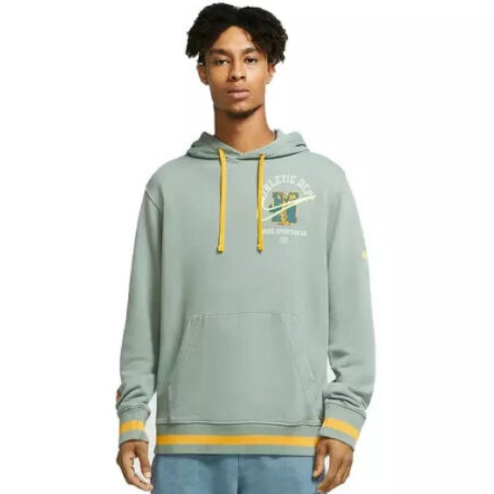 Nike Men's Club Fleece Pullover Hoodie | Spiral Sage/University Gold | Size: XL